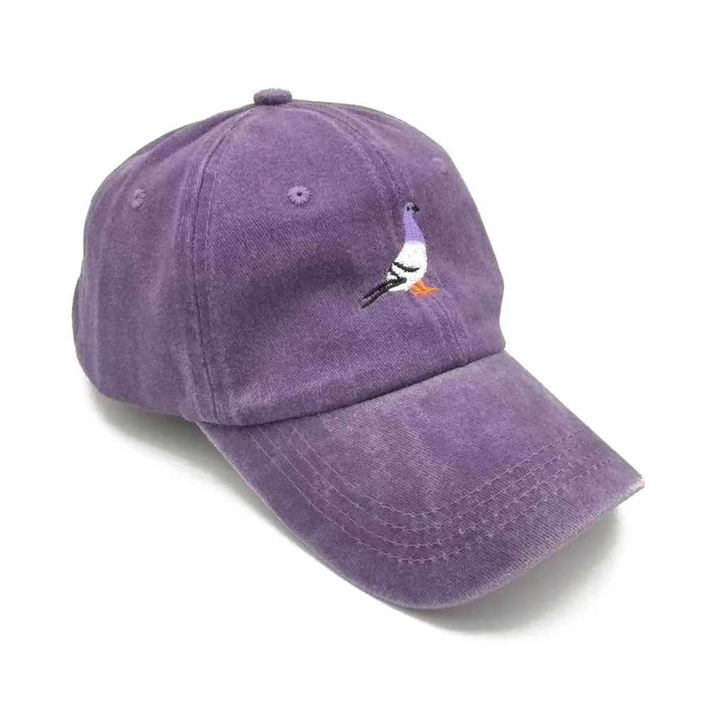 Pigeon Embroidery Baseball Cap Women Men Adjustable Soft Washed Cotton Dad Hat Unisex Classic Golf