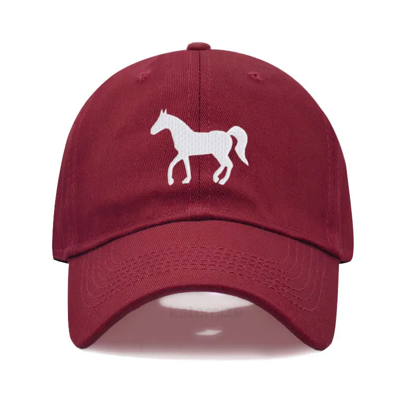 Horse Embroidered Baseball Cap Women Men Adjustable Washed Cotton Dad Hat Unisex Classic Golf Caps