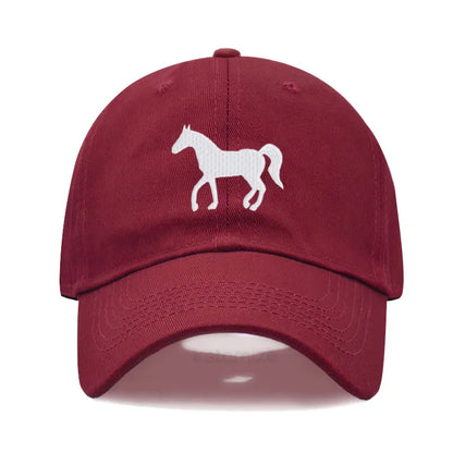 Horse Embroidered Baseball Cap Women Men Adjustable Washed Cotton Dad Hat Unisex Classic Golf Caps