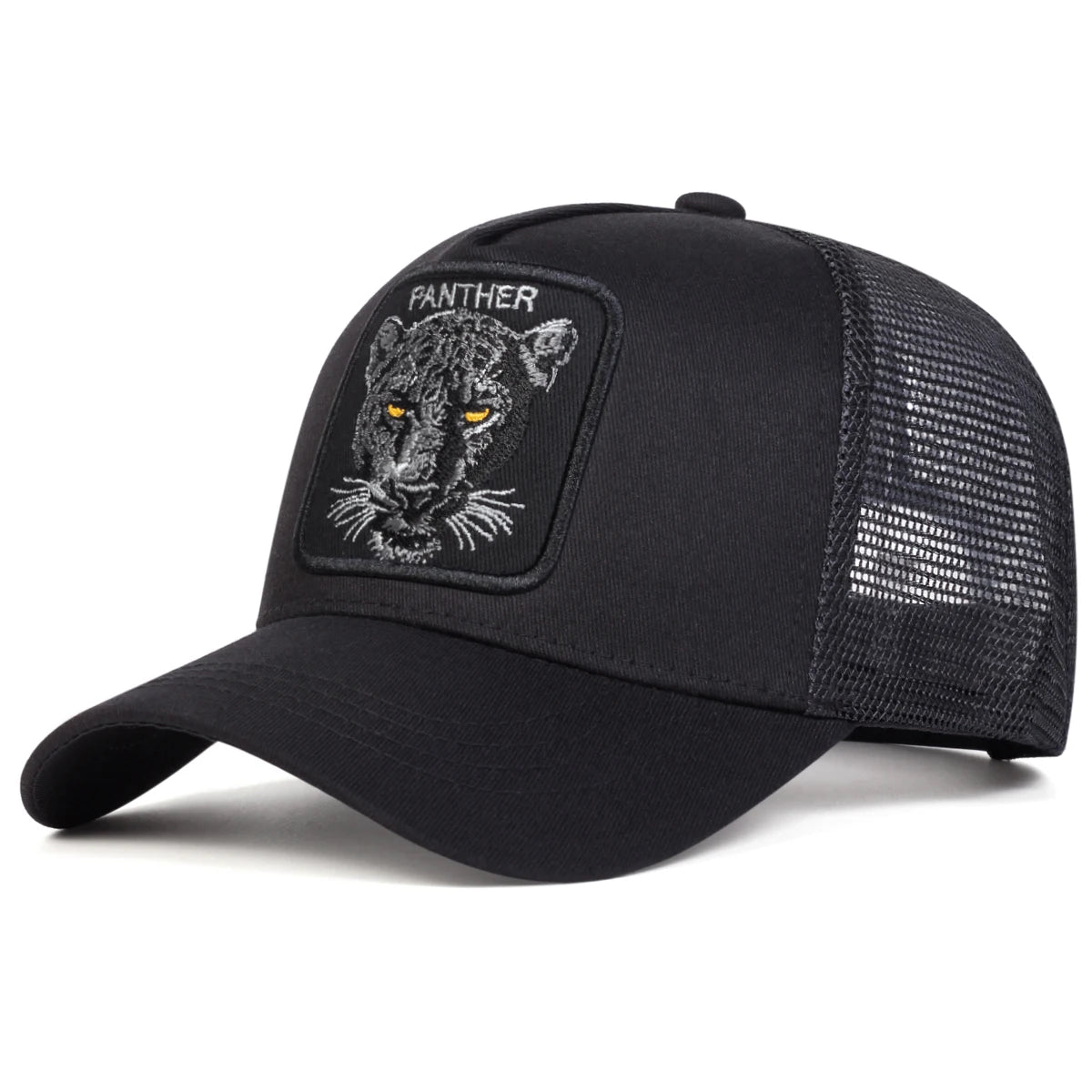 Unisex Panther Embroidery Baseball Net Caps Spring Summer Outdoor Adjustable Casual Hats Sunscreen