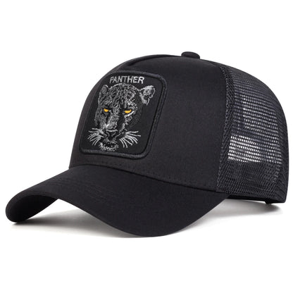 Unisex Panther Embroidery Baseball Net Caps Spring Summer Outdoor Adjustable Casual Hats Sunscreen