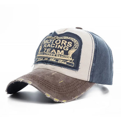 Washed Cotton Damage Baseball Cap Motor Snapback Hat Hip Hop Dad Hats Men Women Grinding Multicolor