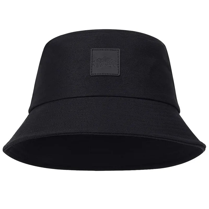 Unisex York Leather Label Personality Bucket Hats Fishermen Caps Outdoor Casual Cap Sunscreen Hat