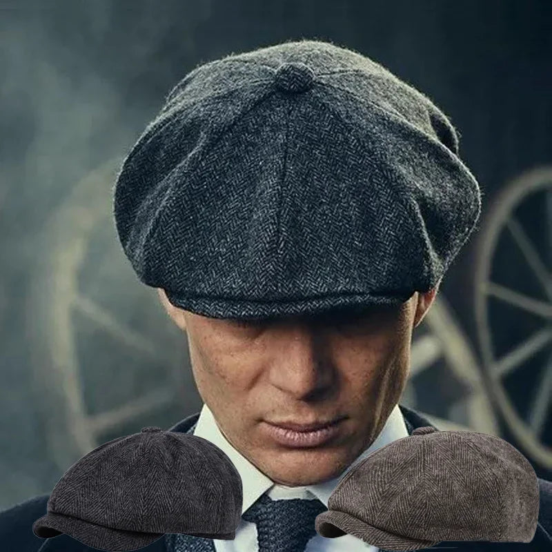 Retro British Style Newsboy Cap Men Vintage Luxury Unisex Octagonal Flat Capcotton Ascot Caps Khaki