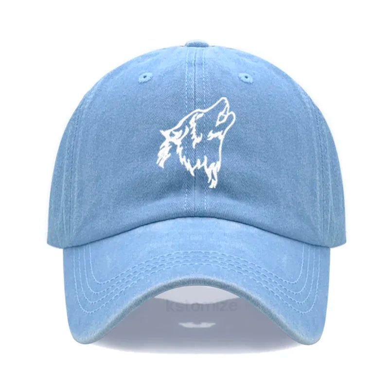 Women S Baseball Cap Men Washed Cotton Wolf Howl Embroidery Dad Hat Sport Golf Caps Man Sun Hats