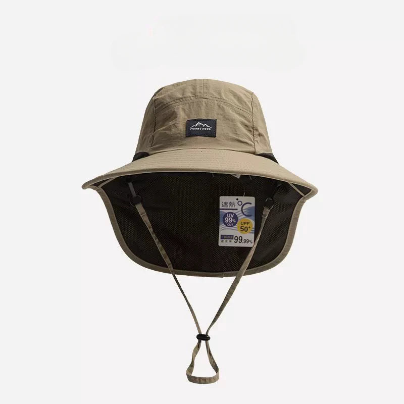 Unisex Summer Wide Brim Waterproof and Quick-drying Bucket Hats Outdoor Visor Panama CapsMesh Breathable Sun Hat with Neck Flap