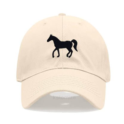 Horse Embroidered Baseball Cap Women Men Adjustable Washed Cotton Dad Hat Unisex Classic Golf Caps