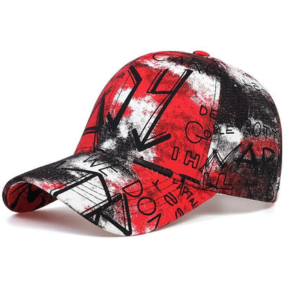 Unisex Letter Graffiti Printing Tie Dye Baseball Caps Spring Autumn Outdoor Adjustable Casual Hats