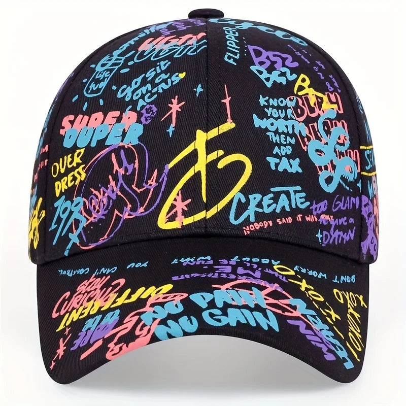 Graffiti Printing Baseball Cap Outdoor Cotton Casquatte Hat Men Women Summer Sun Hats Adjustable Hip