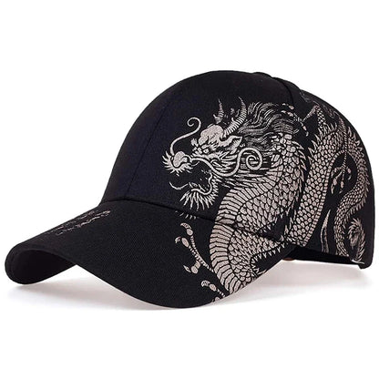 Unisex Golden Dragon Printing Baseball Caps Adjustable Casual Hats Spring Autumn Outdoor Sunscreen