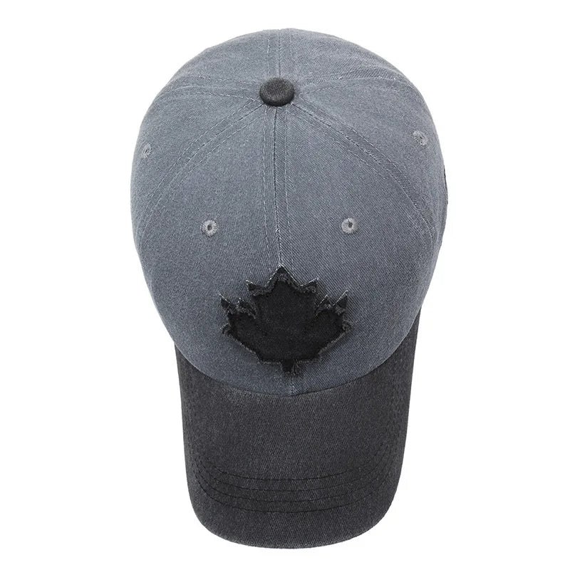 European American Maple Leaf Retro Baseball Men Women Washed Cotton Duck Tongue Spring Summer