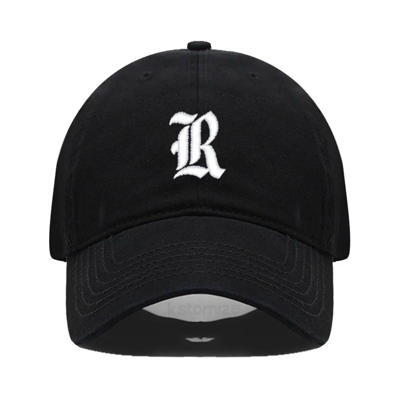 Old English Letter A-Z Embroider Baseball Cap Men Womne Soft Cotton Team Sport Visors Snapback Caps