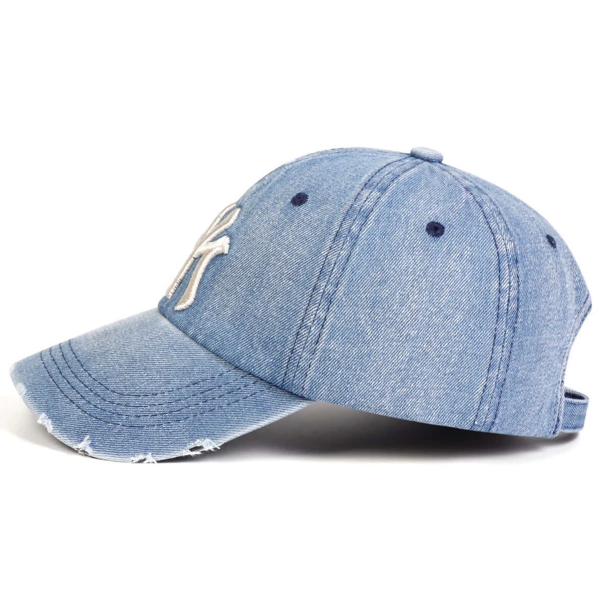 Unisex Letter Embroidery Hole Denim Baseball Caps Spring Autumn Outdoor Adjustable Casual Hats