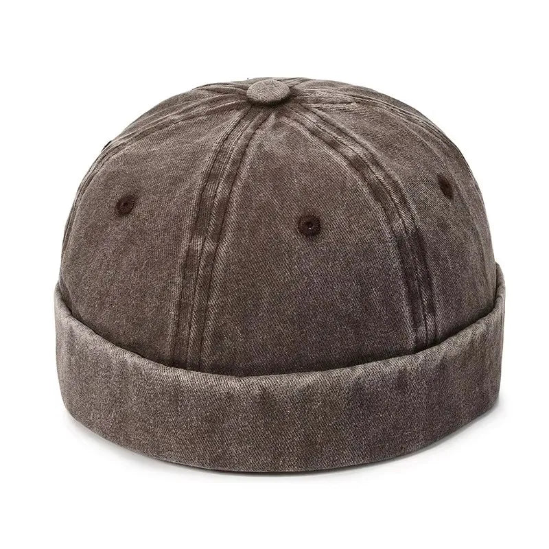 Women Men Solid Cotton Cap Hat Washed Denim Beanie Spring Autumn Retro Adjustable Docker Sailor