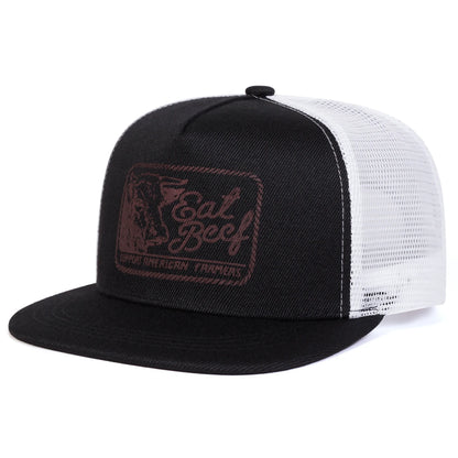 Unisex Eat Beef Letter Embroidery Hip-Hop Net Hats Spring Summer Outdoor Adjustable Casual Baseball