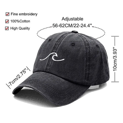 Men S Baseball Cap Women Washed Cotton Waves Embroidery Dad Hat Sport Golf Caps Man Sun Hats