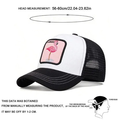 Unisex Flamingo Patch Embroidery Baseball Net Caps Spring Summer Outdoor Adjustable Casual Hats Hip