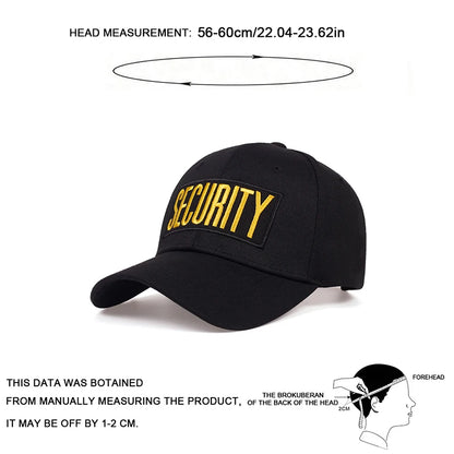 Unisex Security Letter Embroidery Baseball Caps Spring Autumn Outdoor Adjustable Casual Hats