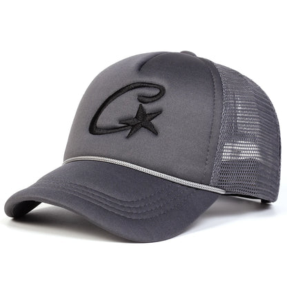 Unisex C Letter Pentagram Embroidery Baseball Net Caps Spring Summer Outdoor Adjustable Casual Hats