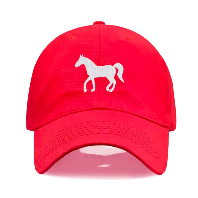 Horse Embroidered Baseball Cap Women Men Adjustable Washed Cotton Dad Hat Unisex Classic Golf Caps
