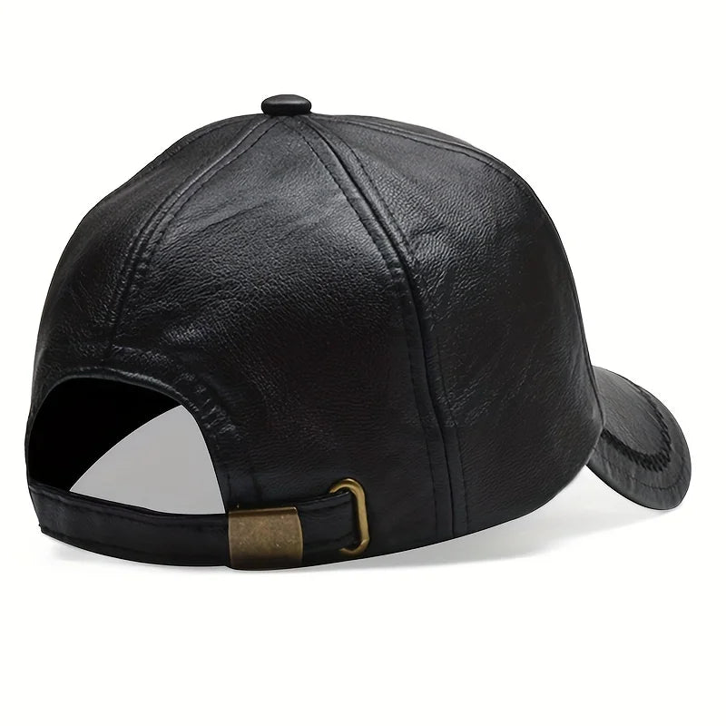 Men Baseball Cap Autumn Winter Warm Leather Hip Hop Snapback Hat Outdoor Sports Casual Caps Dad Hats