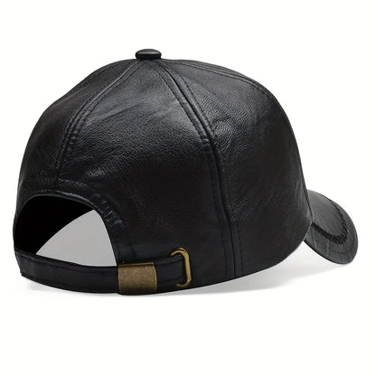 Men Baseball Cap Autumn Winter Warm Leather Hip Hop Snapback Hat Outdoor Sports Casual Caps Dad Hats