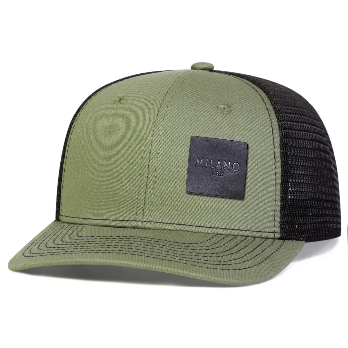 Unisex Milano Letter Black Leather Label Baseball Net Cap Spring Summer Outdoor Adjustable Casual