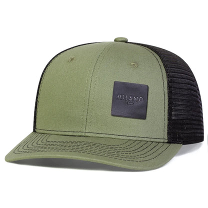 Unisex Milano Letter Black Leather Label Baseball Net Cap Spring Summer Outdoor Adjustable Casual
