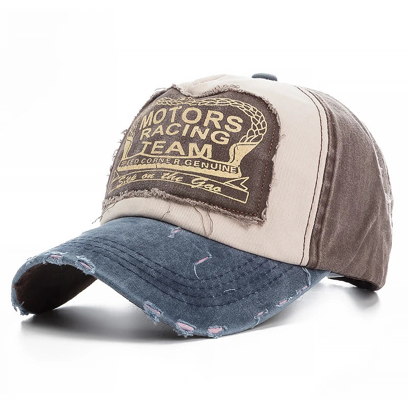 Washed Cotton Damage Baseball Cap Motor Snapback Hat Hip Hop Dad Hats Men Women Grinding Multicolor
