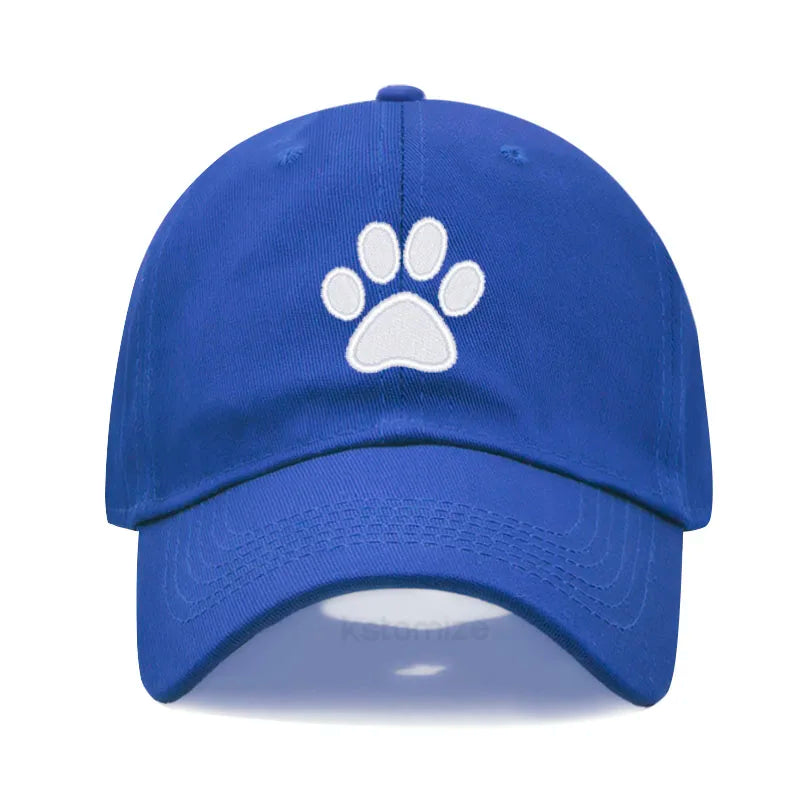 Dog Paw Embroidered Baseball Cap Women Men Adjustable Washed Cotton Dad Hat Unisex Classic Golf Caps