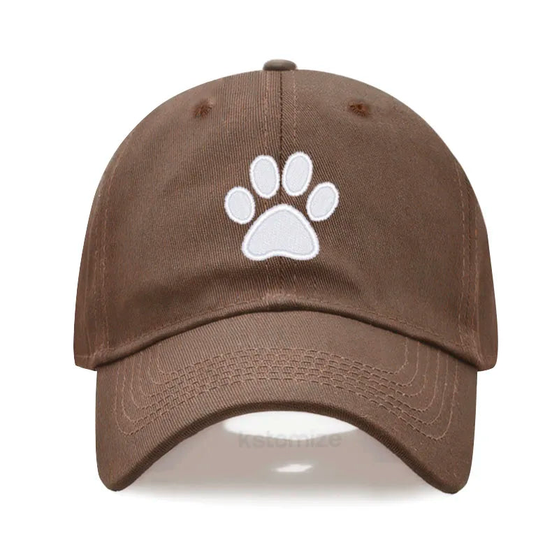 Dog Paw Embroidered Baseball Cap Women Men Adjustable Washed Cotton Dad Hat Unisex Classic Golf Caps