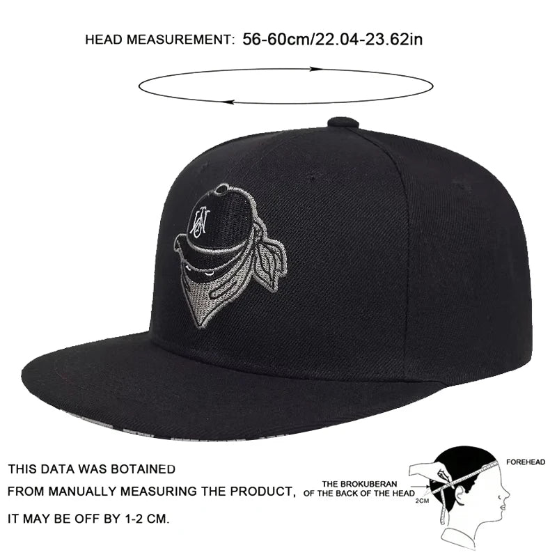 Unisex Masked Embroidery Hip-Hop Hats Spring Autumn Adjustable Casual Snapback Baseball Caps Outdoor