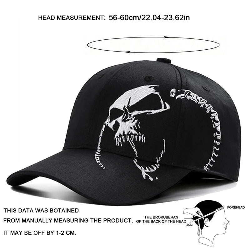 Unisex Side Skull Pattern Embroidery Baseball Caps Spring Autumn Outdoor Adjustable Casual Hats