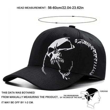 Unisex Side Skull Pattern Embroidery Baseball Caps Spring Autumn Outdoor Adjustable Casual Hats
