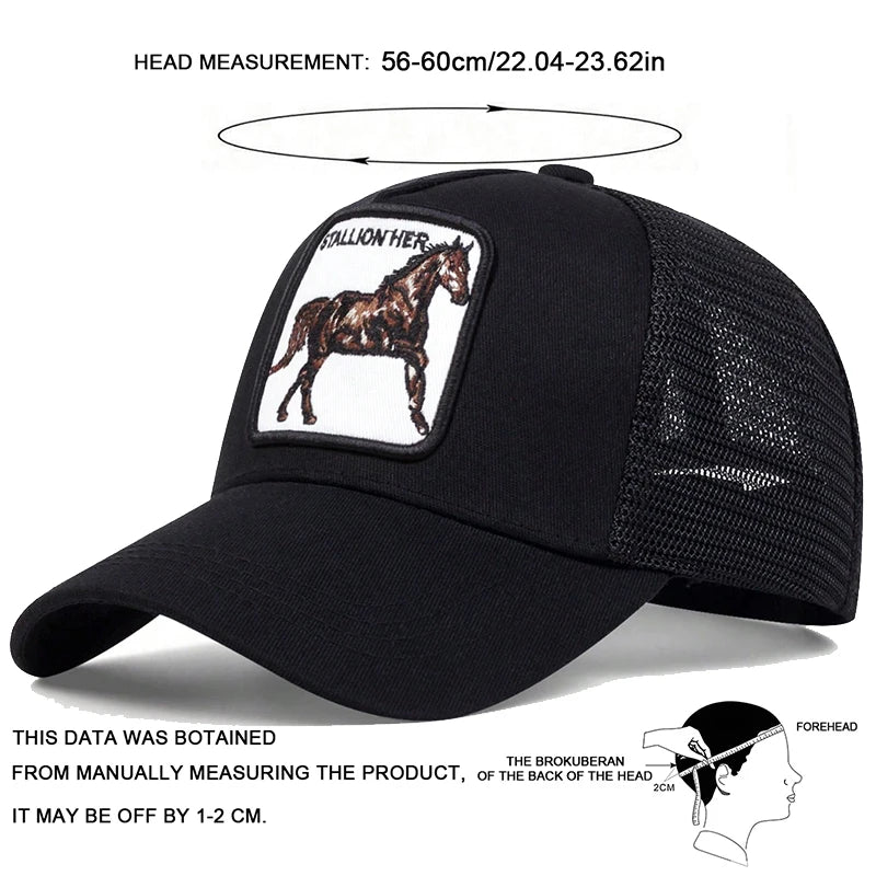 Unisex Horse Stallion Her Embroidery Baseball Net Caps Spring Summer Outdoor Adjustable Casual Hats