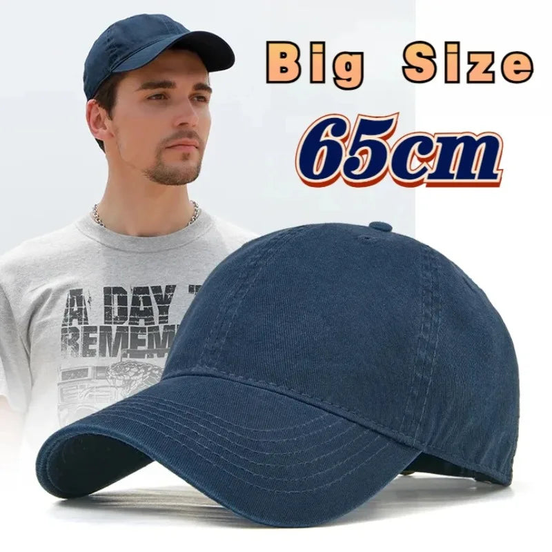 New Solid Color Big Soft Cotton Baseball Caps Men Classic Plus Snapback Cap Ladies High Quality Golf Sun Hat  59-62cm