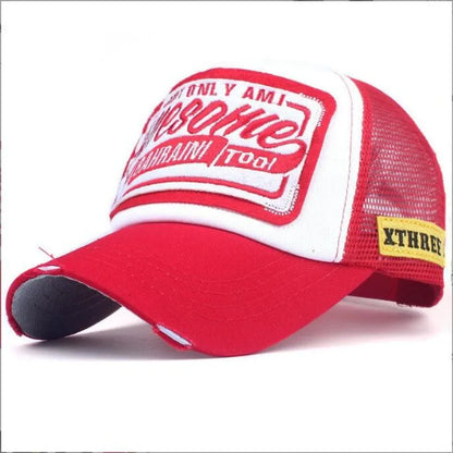 Spring Summer Mesh Embroidery Letter Awesome Baseball Cap Women S Hat Men Outdoor Sunscreen