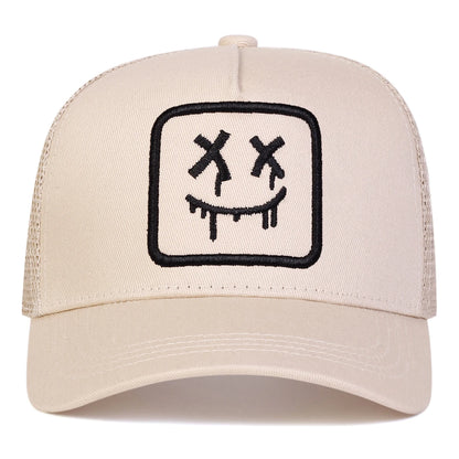 Unisex Xx Smiling Face Embroidery Baseball Net Caps Spring Summer Outdoor Adjustable Casual Hats