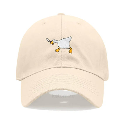 Unisex Dad Hat Embroidered Goose Pattern Fashionable Style Duckbill Cap Men Women