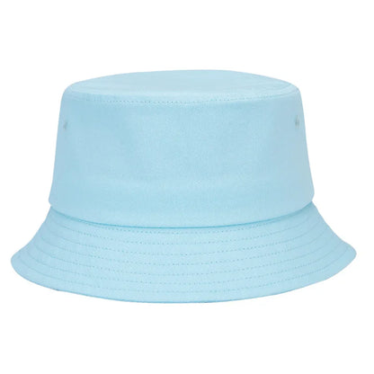 100 Cotton Solid Color Bucket Hat Summer Sun Protection Breathable Round Crown