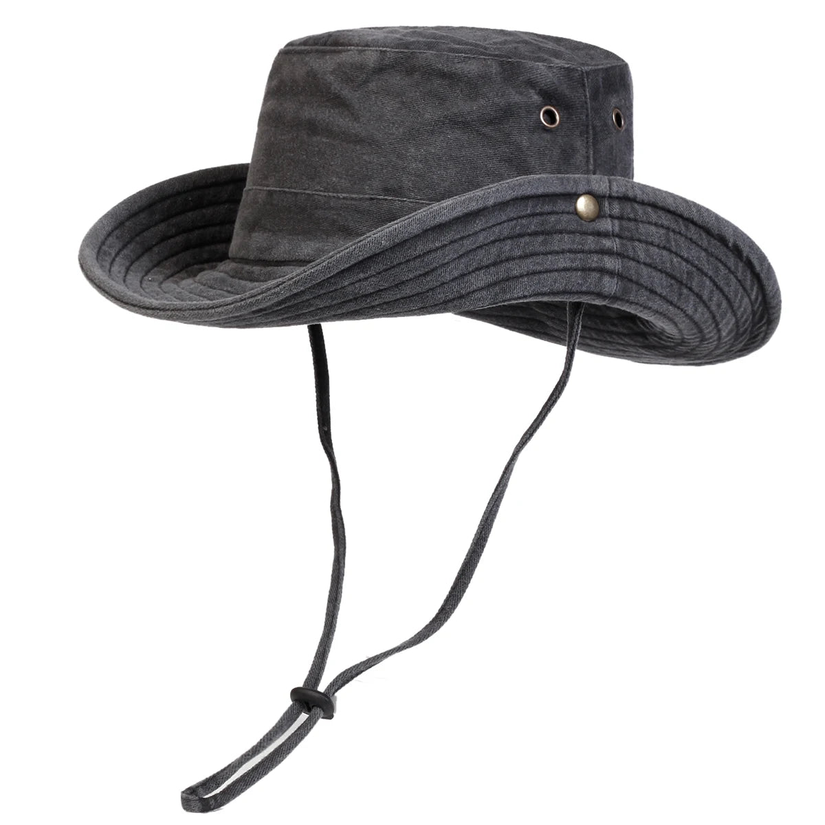 Men Big Eaved Solid Color Washed Bucket Hats Fishermen Caps Outdoor Casual Cap Sunscreen Hat