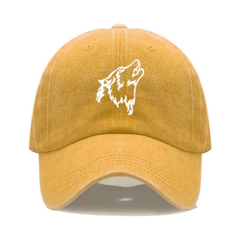 Women S Baseball Cap Men Washed Cotton Wolf Howl Embroidery Dad Hat Sport Golf Caps Man Sun Hats