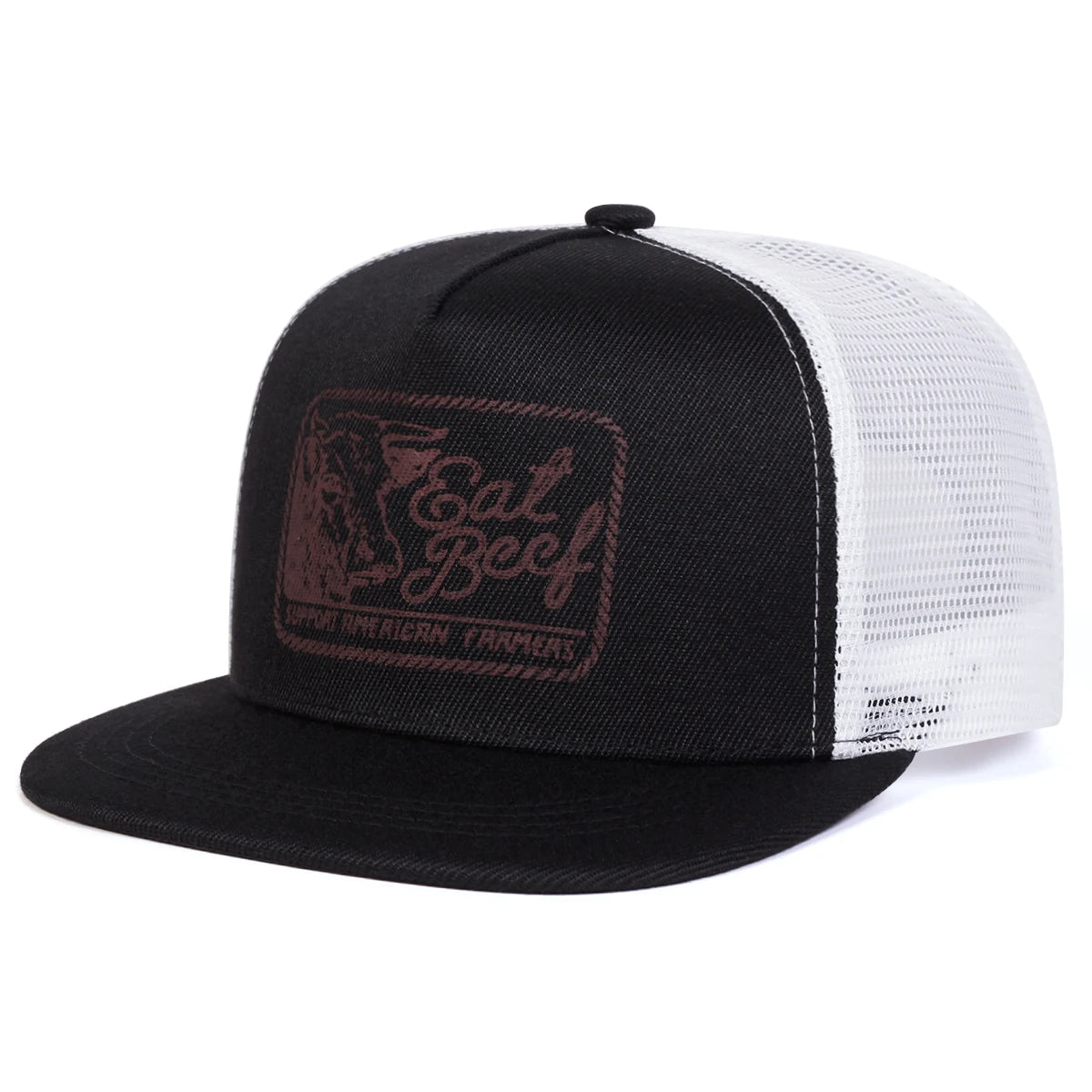 Unisex Eat Beef Letter Embroidery Hip-Hop Net Hats Spring Summer Outdoor Adjustable Casual Baseball