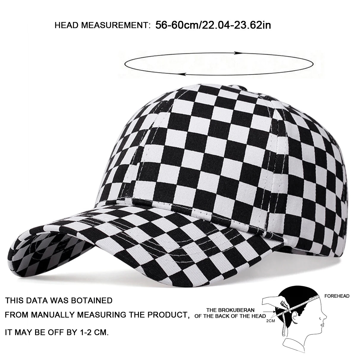 Unisex Small Grid Printing Baseball Caps Spring Autumn Outdoor Adjustable Casual Hats Sunscreen Hat