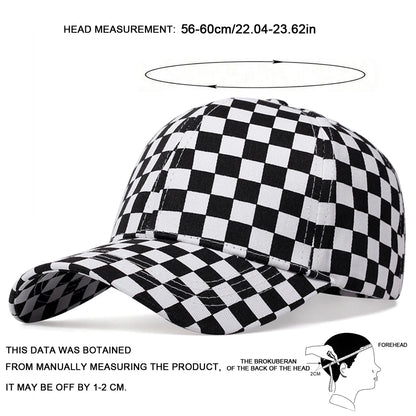 Unisex Small Grid Printing Baseball Caps Spring Autumn Outdoor Adjustable Casual Hats Sunscreen Hat