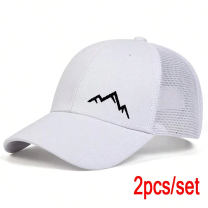 Unisex Mountain Range Embroidery Baseball Net Caps Spring Summer Outdoor Adjustable Casual Hats