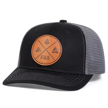 Unisex F S Round Leather Label Baseball Net Caps Spring Summer Outdoor Adjustable Casual Hats
