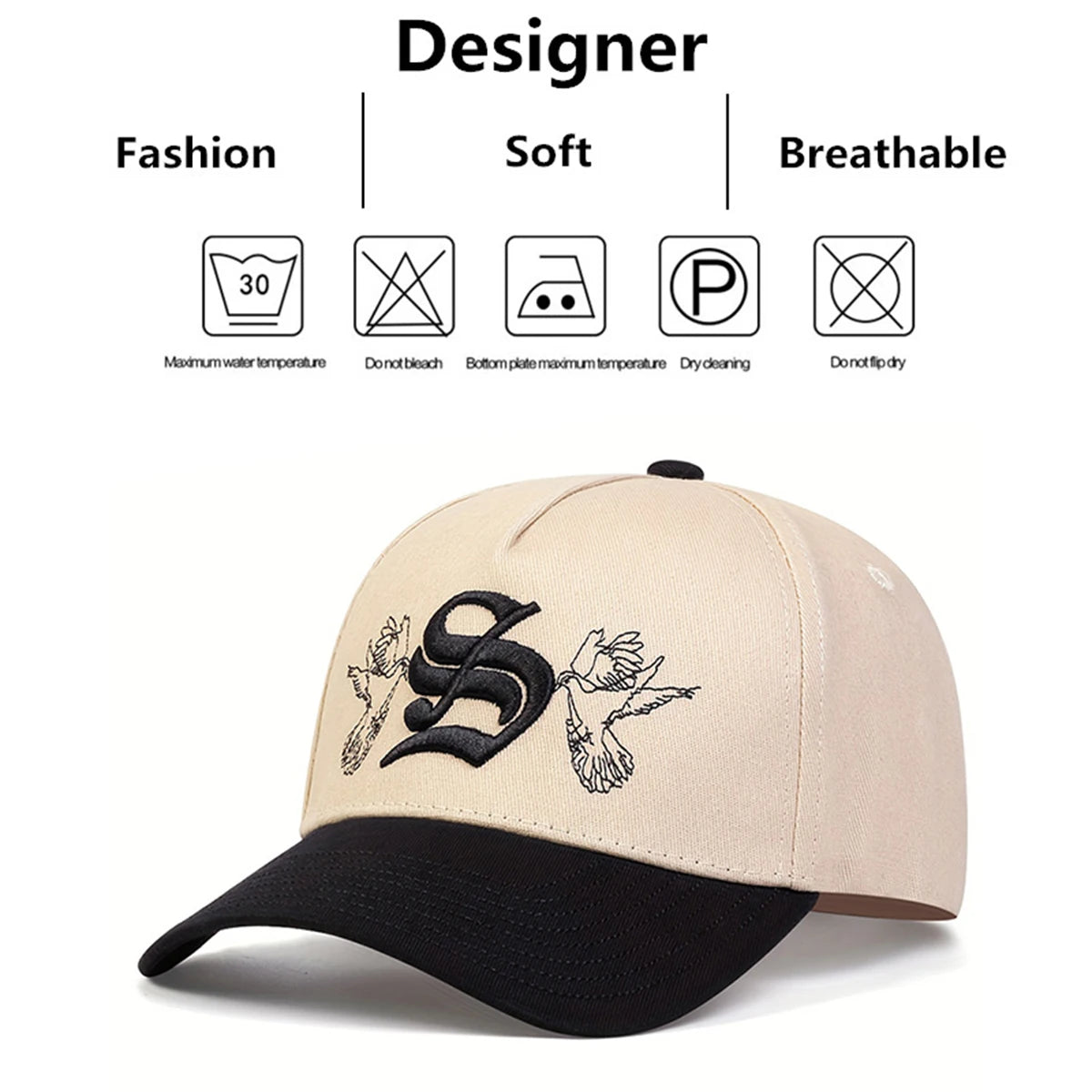 Unisex Personality S Letter Embroidery Snapback Baseball Caps Spring Autumn Outdoor Adjustable