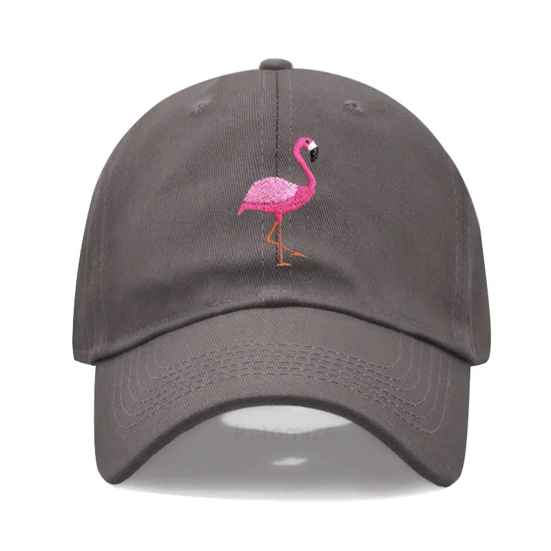 Animal Embroidery Flamingo Baseball Caps Men Women Retro Soft Washed Cotton Dad Hat Snapback Cap