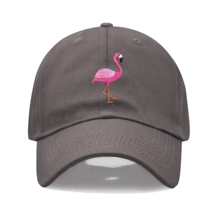Animal Embroidery Flamingo Baseball Caps Men Women Retro Soft Washed Cotton Dad Hat Snapback Cap